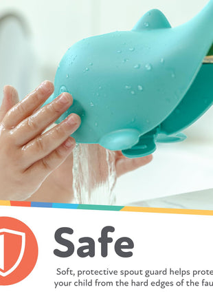 Nuby Bathtub Safety Spout Guard - Compatible with Most Standard Faucets - Bath Toys - Dolphin