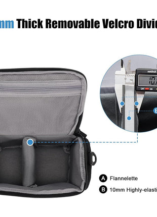 CADeN Compact Camera Shoulder Crossbody Bag Case Compatible for Nikon, Canon, Sony SLR/DSLR Mirrorless Cameras and Lenses Waterproof(1.0 S, Black)