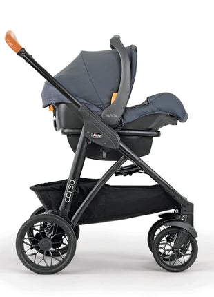 Chicco Corso LE ClearTex Modular Travel System with KeyFit Infant Car Seat | Canyon/Grey, baby travel stroller, 4 strolling modes, fits 4-30 lbs, newborn insert, one-hand compact fold