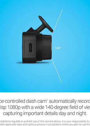 Garmin Dash Cam™ Mini 3, Ultracompact 1080p HD Dash Cam with a 140-degree Field of View, Built in Clarity™ Polarizer, Voice Controlled, Automatic Recording