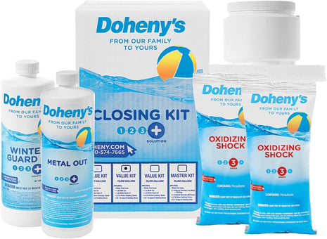 Doheny's Ultimate Pool Closing Kit, Winterizing Chemicals for Above Ground Pools, Inground Pools, Includes Pool Shock, Winter Pill, Algaecide, Stain Preventer, Treats up to 15,000 Gallons