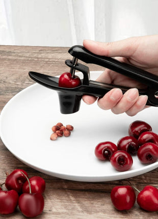 Cherry Pitter   Ordekcity Stainless Steel Cherries Corer Pitter Tool with Hand held Push Design, Save Time & Space for Making Cherry Jam with Lock Design(Black)