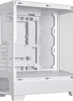 ASUS A31 White ATX Mid-Tower Gaming Case, Dual Tempered Glass, Frameless, BTF Hidden Connectors, 360 AIO Support, Angled Base, ARGB, Optimized Airflow, Seamless Cable Management, 2 Year Warranty