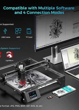 LONGER Laser Engraver Ray5 10W, 60W DIY Laser Cutter and Laser Engraving Machine with 3.5" Touch Screen,0.06mm Laser Spot 10000mm/min, Offline Usage CNC Laser Engravers for Wood Metal Acrylic Glass