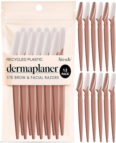 Kitsch Dermaplane Razor for Women Face – Face Razors for Women & Men, Eye Brow Razors & Face Shaver – Exfoliating Facial Razor & Dermaplaner as Skin Care Tool for Smoother Skin - Terracotta, 12 pcs