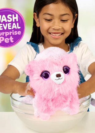 ScruffaLuvs Pink Surprise Pet, Mystery Plush Toy, Wash to Reveal | Wash to reveal 1 of 3 rescue pets, includes deluxe carrier & comb; plush toys for girls ages 3+, gift