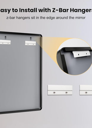 LOAAO 22X30 Inch Black Bathroom Mirror Metal Framed | Rounded Rectangle, Matte Black Bathroom Vanity Mirror, Anti-Rust, Hangs Horizontally or Vertically