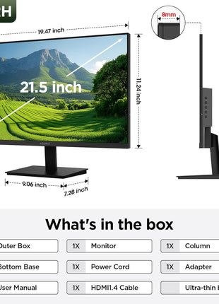 KOORUI New 22 Inch Computer Monitor FHD 1080P 120Hz PC Gaming Screen VA Panel Ultra-Slim Display 4000:1 Contrast Ratio with Adpitive Sync (HDMI/VGA/VESA Compatible 100x100mm/Audio Out), Tilt, Black