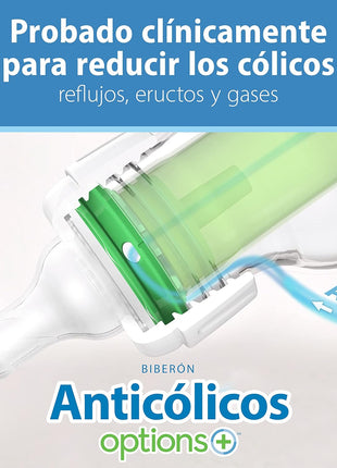 Dr. Brown's Natural Flow Anti-Colic Options+ Narrow Baby Bottle, 8 oz/250 mL, with Level 1 Slow Flow Nipples, 0m+, 4 Pack