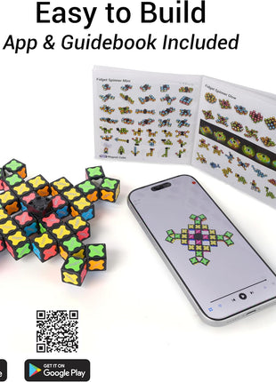 TOSY Magnet Fidget Spinner Mini - 8 Blocks, 3 in 1 Toy: Transformable Fidget Spinner, Infinity Cube, 2x2 Puzzle Cube, Stress Relief, STEM Sensory Magnet Tiles Birthday Gift for Kids/Boys/Girls/Adults