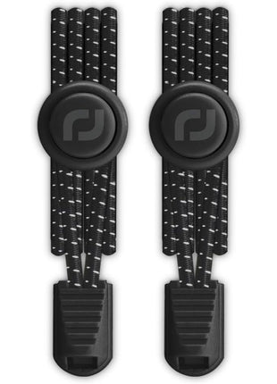 RJ-Sport Tieless Elastic Shoe Laces - Heavy Duty No Tie Shoelaces for Kids and Adult with Strong Lock and Speed Shoestrings (Black)