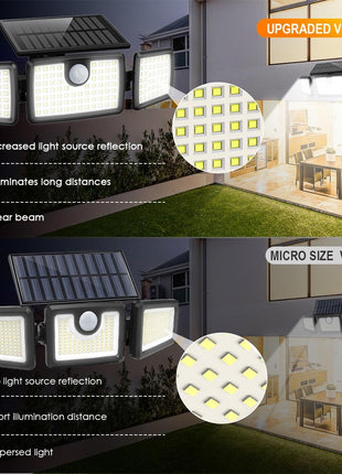 MIHANI Solar Flood Lights Outdoor, 2500LM Motion Sensor Security Lights with 270° Wide Angle, IP65 Waterproof, 3 Heads Solar Outdoor Lights for Patio, Yard, House, Garage (Non-Remote, 2 Pack)