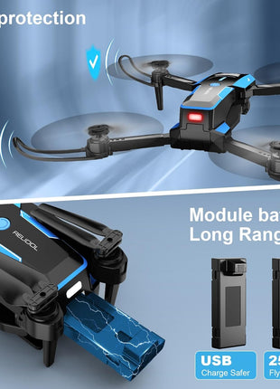 Drone with 1080P Camera - Foldable Remote Control Quadcopter with Gesture Control, 3D Flip, One Key Start, Emergency Stop, 2 Batteries, Easier to use, Toy for Kids Adult Beginners