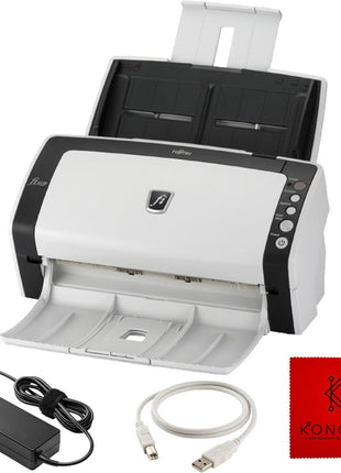 FI-6130 Fujitisu Document Scanner ADF - 1 Year Warranty - Duplex Sheet-Fed Document Scanner with 24V, USB 2.0 Cable & Microfiber Cleaning Cloth (Renewed)