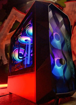 Cooler Master TD300 Mesh White Micro-ATX Tower with Polygonal Mesh Front ana Removable Top Panel, ARGB/PWM Hub Tempered Glass, Dual Sickleflow PWM ARGB Lighting Fans