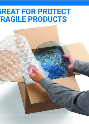 Bubble Cushioning Wrap Rolls, 3/16 inch x 12 inch x 72' ft Total [2 Rolls of 36 Feet] Perforated Every 12 inch, 20 Fragile Stickers for Packaging, Shipping, Mailing