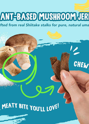 The Daily Good Mushroom Jerky - 3-Pack Snacks, Yummy High-Fiber Mushroom Snack, Gluten-Free Food, Contains Eggs, Made from Shiitake Stalk, 0.58 lbs., Vegetarian, Original, Hot & Spicy, BBQ Flavor