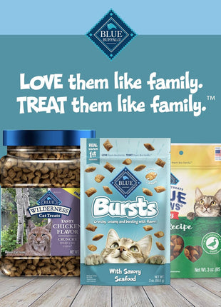 Blue Buffalo Bursts Seafood Crunchy & Creamy Cat Treats, 2 oz, 6 ct | Real Fish First, Crunchy Shell with Creamy Center, No Poultry By-Product, Corn, Wheat, or Soy