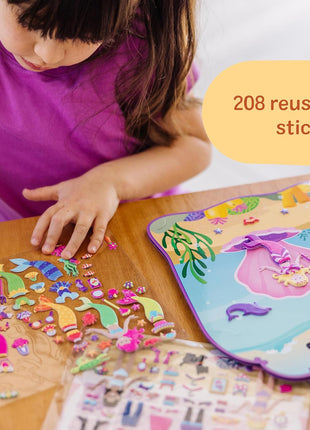 Melissa & Doug Puffy Sticker Activity Books Set of 3 – Dress-Up, Princess & Mermaid, with 208 Reusable Stickers and Fold-Out Scenes, Mess-Free Travel Toys for Kids Ages 4+ - FSC Certified
