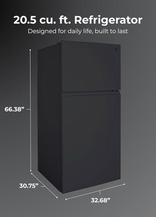 Kenmore 33" Top Mount Refrigerator with Freezer - Adjustable Shelving, Humidity-Controlled Crispers, Optional Ice Maker, LED Lighting, ENERGY STAR Certified, 20.5 cu. ft. Capacity - Black