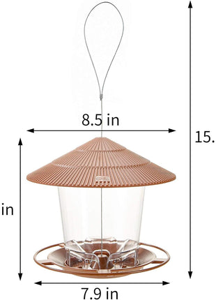Bird Feeder Outdoor Hanging for Wild Bird Seed, Brown