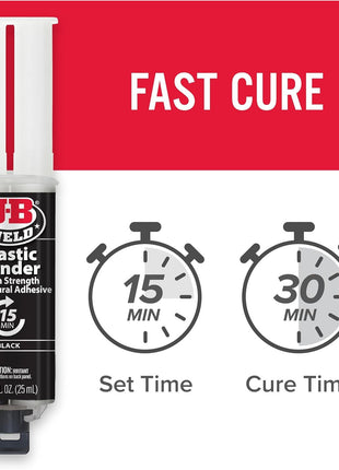 J-B Weld 50139 Plastic Bonder Body Panel Adhesive and Gap Filler Syringe - Black - 25 ml