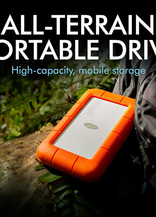 LaCie Rugged USB-C, 4TB, Portable External Hard Drive, Drop, Shock, Dust, Rain Resistant, for Mac & PC (STFR4000800)