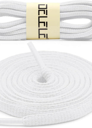 DELELE 2Pair Oval Shoes laces 42 Colors Half Round 1/4 inch Athletic ShoeLaces for Sport/Running Shoes Shoe Strings White -45 inch