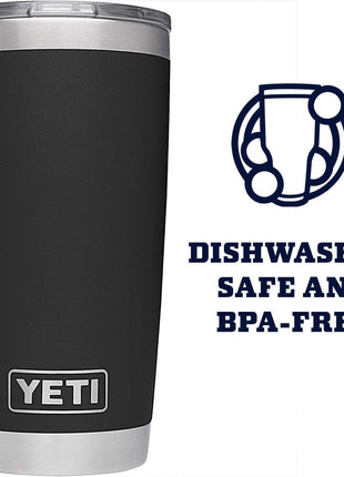YETI Rambler 20 oz Tumbler, Stainless Steel, Vacuum Insulated with MagSlider Lid, Black