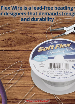 Soft Flex 21 Strand Beading Wire - Fine 0.14 Diameter - 30 Feet Design Wire - Satin Silver