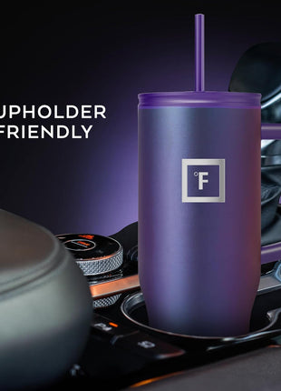 IRON °FLASK 40 oz Co-Pilot Insulated Travel Mug | Insulated Travel Mug with Straw & Flip Cap Lids - Cup Holder Fit, Leakproof, BPA Free (Aurora)