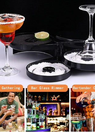 1 Pack 3 Tier Bar Glass Rimmer for Margarita and Cocktail, Bartender Tool,Salt Box Spice Container
