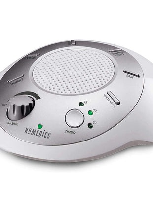 Homedics SoundSleep White Noise Sound Machine, Silver | Small Travel Size with 6 Relaxing Nature Sounds, Portable Therapy for Home, Office, Nursery, Auto-Off Timer