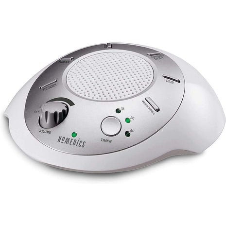 Homedics SoundSleep White Noise Sound Machine, Silver | Small Travel Size with 6 Relaxing Nature Sounds, Portable Therapy for Home, Office, Nursery, Auto-Off Timer