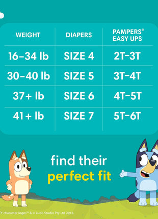 Pampers Training Pants - Easy Ups Boys & Girls Bluey - Size 3T-4T, 124 Count, Children's Potty Underwear (Packaging May Vary)