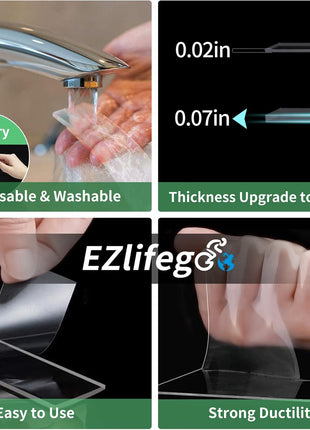 EZlifego Double Sided Tape Heavy Duty, Nano Double Sided Adhesive Tape, Clear Mounting Tape Picture Hanging Adhesive Strips (9.85FT)