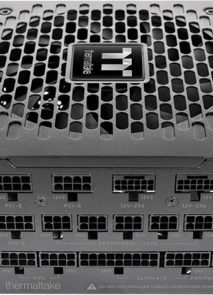 Thermaltake Toughpower TF3 1300W; 2X Native PCIe 5.1 12V-2x6; Dual-Color H++ Connectors; Etched Flat Cables; Multi/Single Rail OCM Toggle; 100% Japanese Capacitors; 80+ Titanium; PS-TPD-1300FNFATU-1