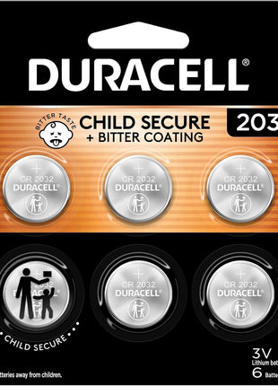 Duracell 2032 Lithium Battery, 6 Count, AirTag & Key Fob, CR2032 3V Cell