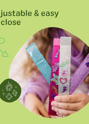 Melissa & Doug Design-Your-Own Bracelets with 100+ Sparkle Gem & Glitter Stickers, Kids Snap Bracelets, Stickers & Jewelry Crafts, Preschool Toys for Girls & Boys Ages 4+