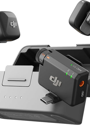 DJI Mic Mini (2 TX + 1 RX + Charging Case), Wireless Lavalier Microphone for iPhone/Camera/Android, Ultralight, Detail-Rich Audio, 48h Use, Noise Cancelling, Automatic Limiting, Vlog, Streaming