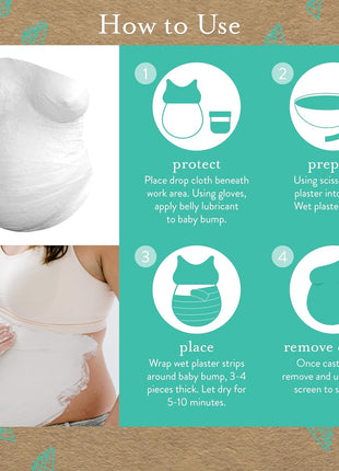 Kate & Milo Belly Casting Kit, Pregnancy Keepsake for Expecting Moms | Includes 5 Non-Toxic Plaster Rolls, Lubricant, Drop Cloth, Gloves, Sanding Screen and Instructions