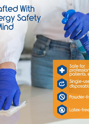 Inspire Cobalt Blue Nitrile Disposable Gloves | 4.5 Nitrile Safety Medical Exam Cooking Cleaning Disposable Gloves