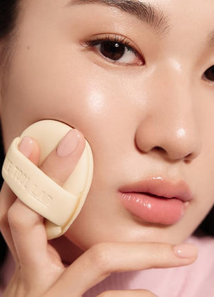 THE TOOL LAB Long-Lasting Cover Puff (Round) - Korean Olive Young Makeup Puff Sponge for Liquid Foundation Cushion Shading Blusher, 5 Layer Memory Foam for Extra Coverage - 2.1 inch