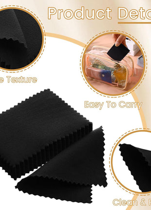 Tatuo 200 Pieces Jewelry Polishing Cloth 2.36 x 3.15 Inch Double-Sided Polishing Cloths Silver Glasses Cleaning Tools for Gold Silver and Platinum Jewelry Watch Coins Glasses(Black)