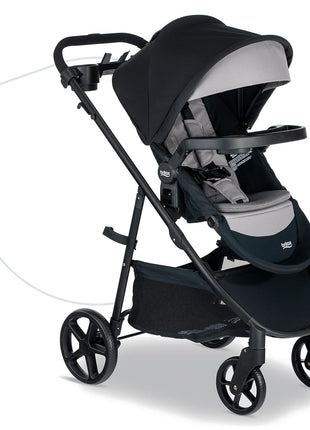 Britax Brook+ Modular Baby Stroller, Ultra-Lightweight Infant and Toddler Stroller with SafeWash Insert and 4 Ways to Stroll, Graphite Onyx