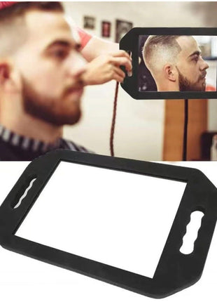 HREW Handle Mirror Large Rectangular Hand Held Mirror with Double Handle - Lightweight Hair Salon Equipment Hairstylist and Barber Accessories (1Pcs Rectangle)