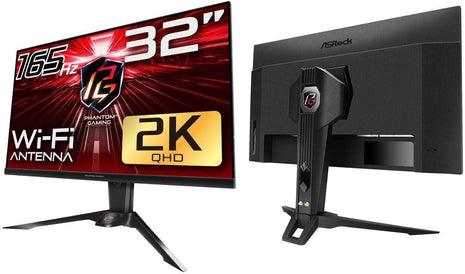 ASRock Phantom Gaming Monitor 32 inch (31.5 inch viewable) QHD 2560 x 1440 (2K) 165 Hz (144Hz and Higher) Wi-Fi Antenna FreeSync Premium (AMD Adaptive Sync) Built-in Speakers, PG32QF2B