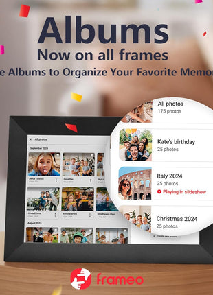 32GB FRAMEO 10.1 Inch Smart WiFi Digital Photo Frame 1280x800 IPS LCD Touch Screen, Auto-Rotate Portrait and Landscape, Built in 32GB Memory, Share Moments Instantly via Frameo App from Anywhere