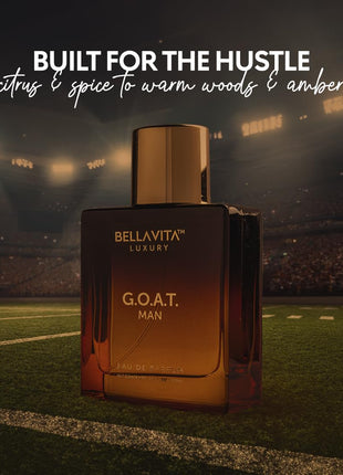 Bellavita Luxury G.O.A.T. Eau de Parfum | 100 ml | Perfume for Men | Long-lasting men's Eau de Parfum with woody, spicy & fresh notes for everyday wear and special occasions.