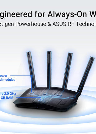 ASUS RT-BE58U WiFi 7 BE3600 AiMesh Extendable Router, 4K-QAM, MLO, AI Detection 2.5G Port, Four 1G Ports, Commercial-Grade Network Security, Parental Control, IoT Network, Kid's Network, VPN Network